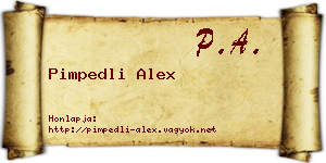 Pimpedli Alex névjegykártya
